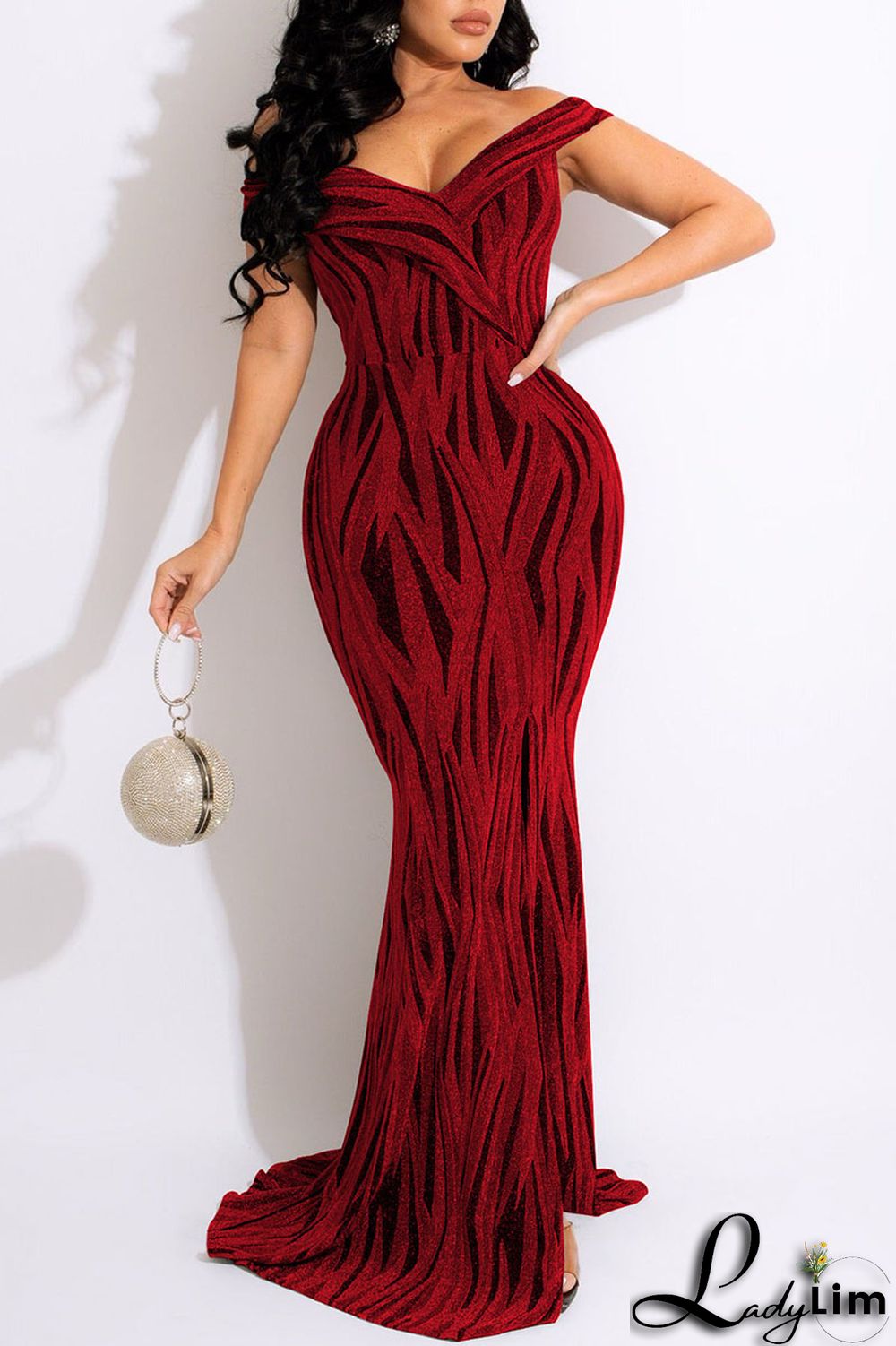 Gold Sexy Patchwork Off the Shoulder Off The Shoulder Dresses