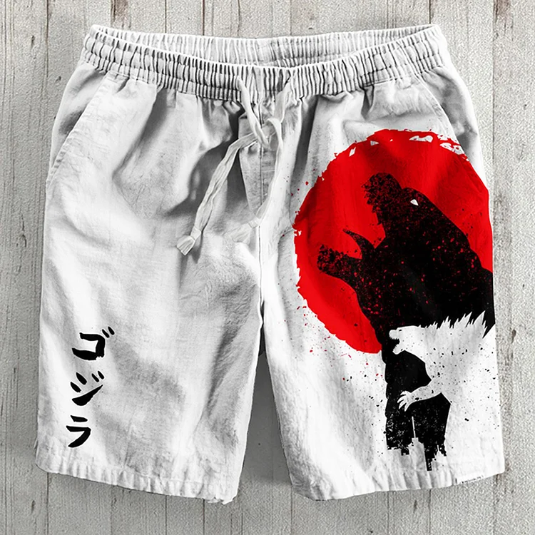 Godzilla & Red Sun Japanese Art Men'S Shorts