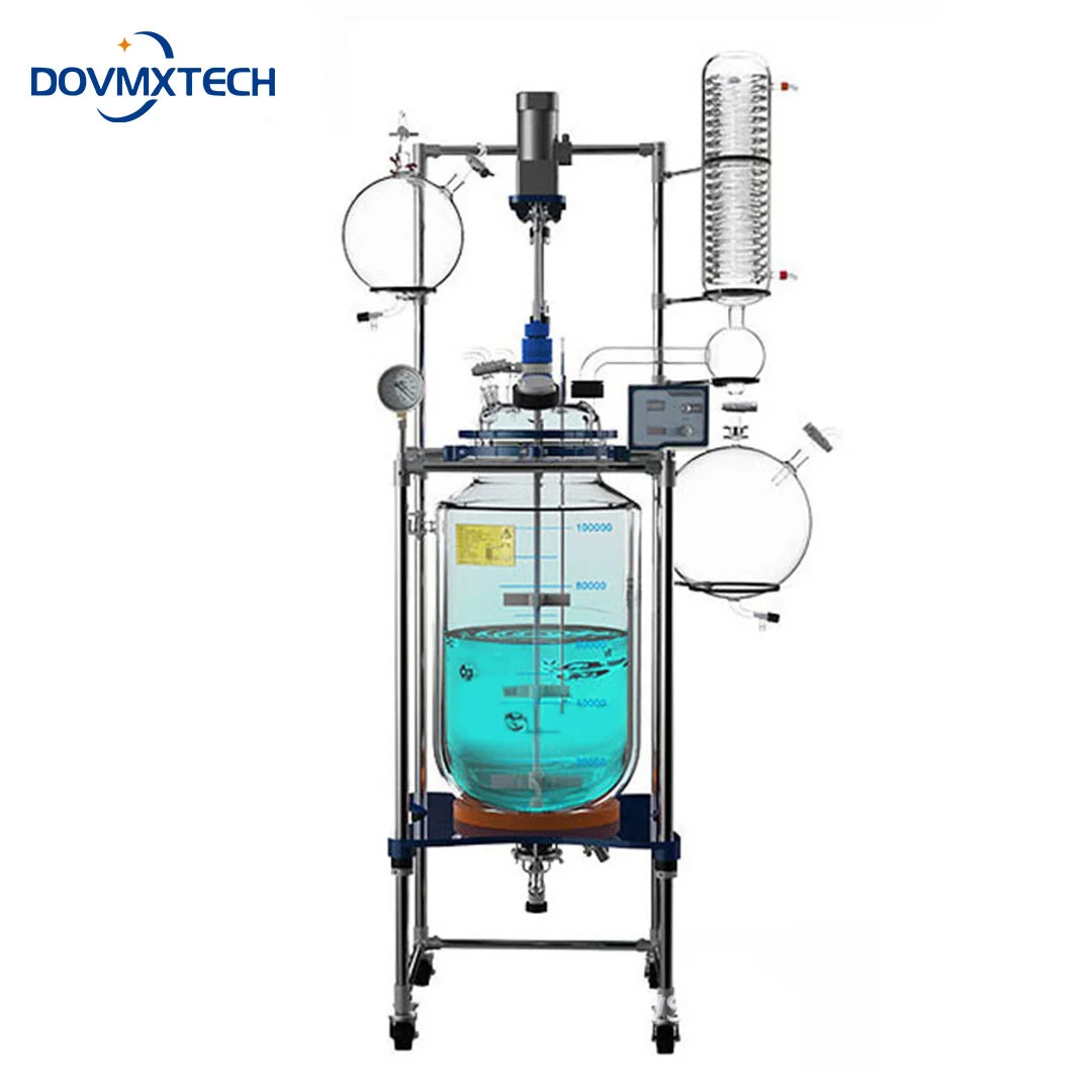 100L 150L Single Jacketed or Double Layer Glass Reactor | DOVMXTECH