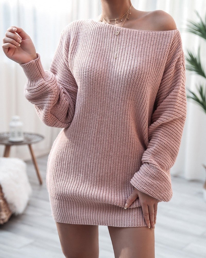 Long Sleeve Knit Casual Sweater Dress