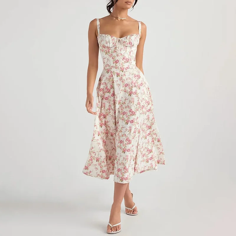 Brownm Brownm 2025 New Fashion Printing Strap To The Waistless Sleeveless Slings Long Dress Dress Woman