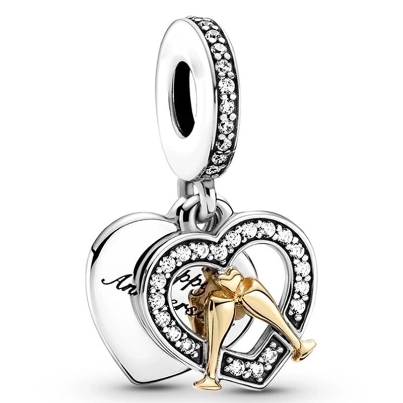 1 PC/Package Metal Rhinestones Plating Inlay Polished Pendant Beads