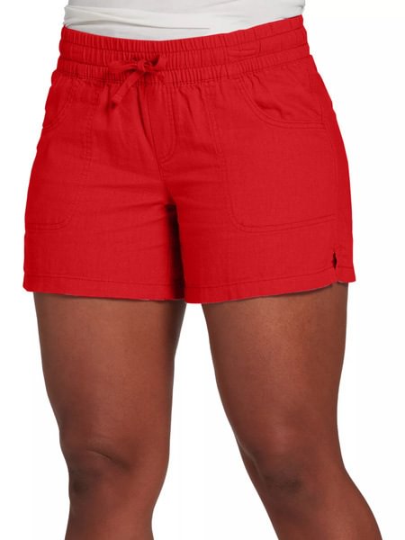 Multicolor Plus Size Shorts Slim-fitting Stylish Pocket Shorts Women's Plain Drawstring Shorts