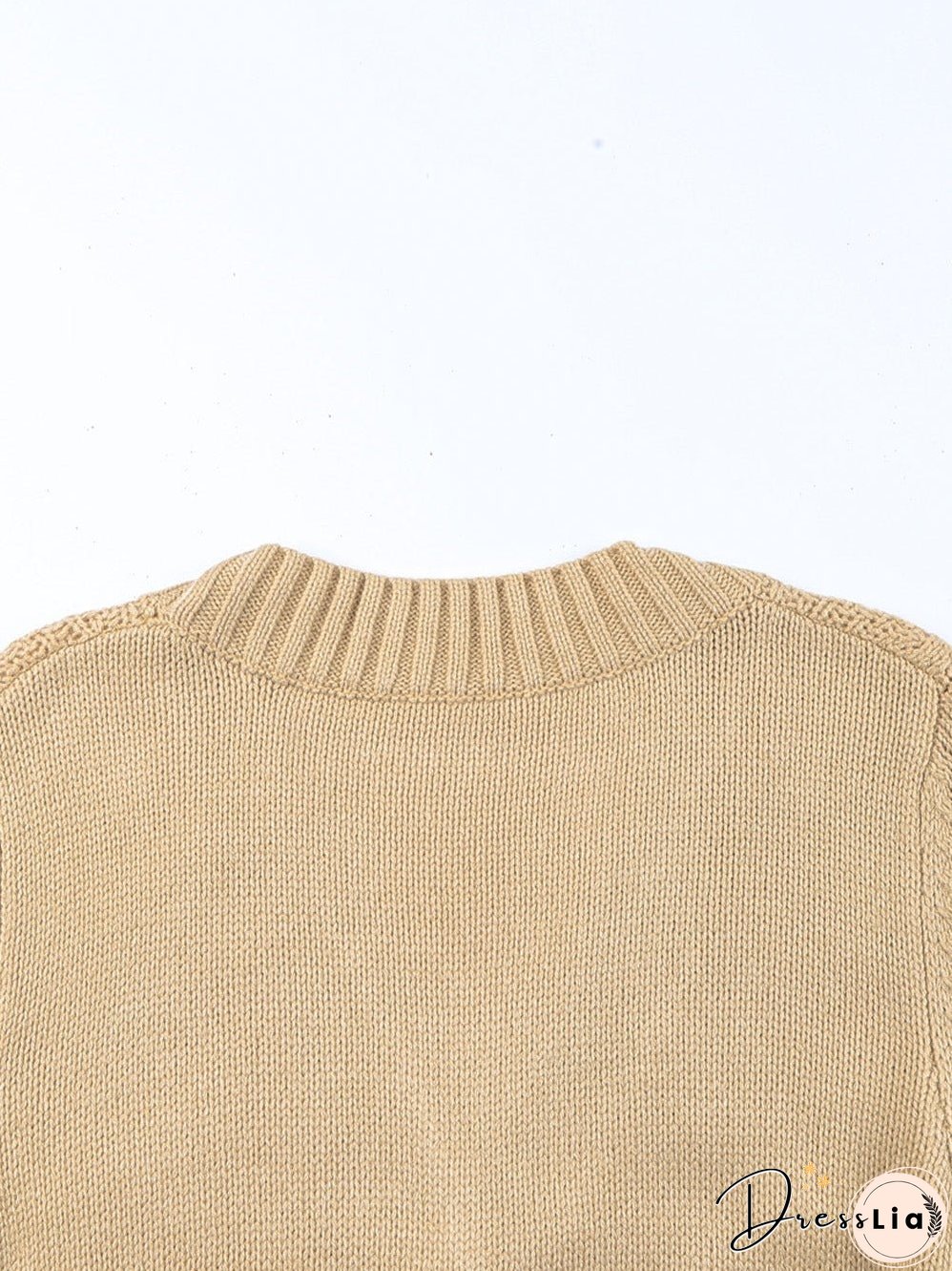 Cozy Beige V-Neck Knit Cardigan with Front Buttons