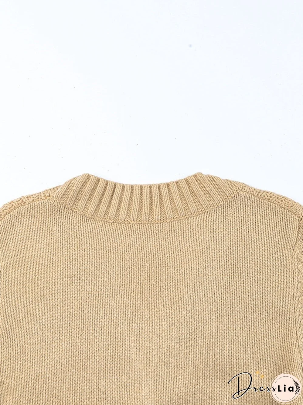 Cozy Beige V-Neck Knit Cardigan with Front Buttons
