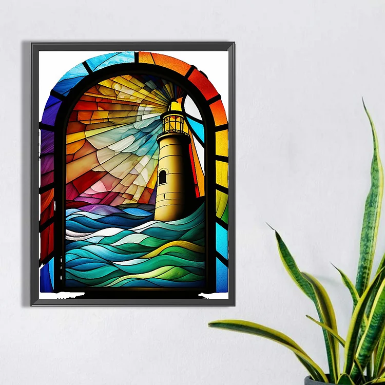 Stained Glass Waterfall Paint By Numbers - PBN Canvas