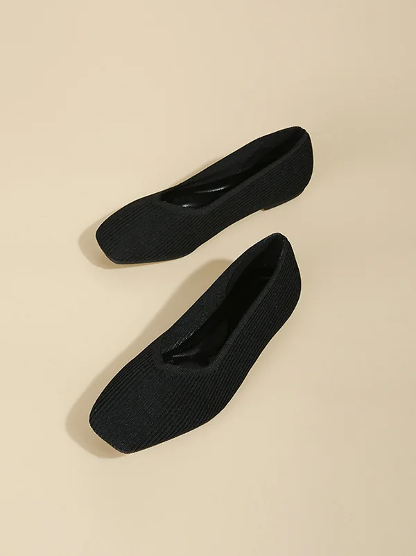 V-Cut Solid Color Pointed-Toe Flats