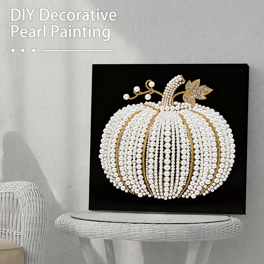 Pumpkin DIY Pearl Art Diamond Painting Kit for Adult Home Decor 25x25cm With Frame