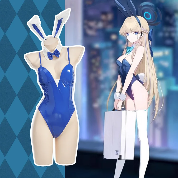 【Wetrose】In Stock Asuma Toki  Asuna Cosplay Costume Blue Archive Sexy Leather Latex Bunny Girl Ichinose Set Wig Halloween Xmas