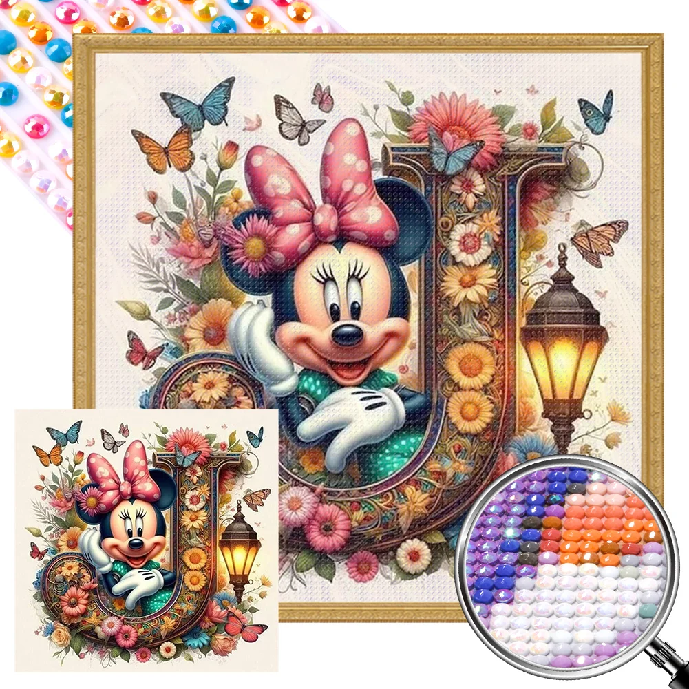Partial AB Diamond Painting - Full Round Drill - Mickey Minnie Letters(Canvas|35*35cm)