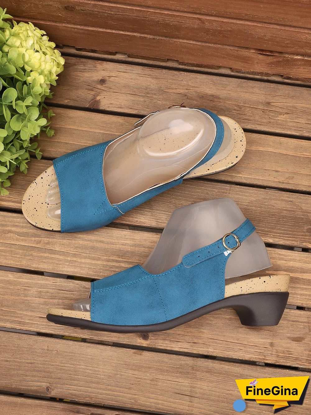 Retro Solid Simple Open Toe Chunky Heel Sandals