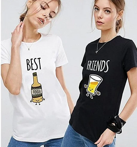 Beer and Glass Sisters O Neck T-shirt