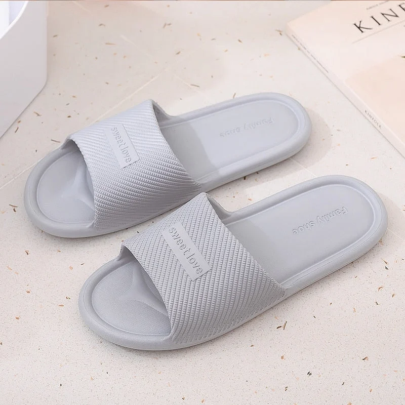 Indoor Slippers Women Concise Non-Slip Bath Slides Couple Men Summer Home Slippers Solid Color Casual Shoes Woman
