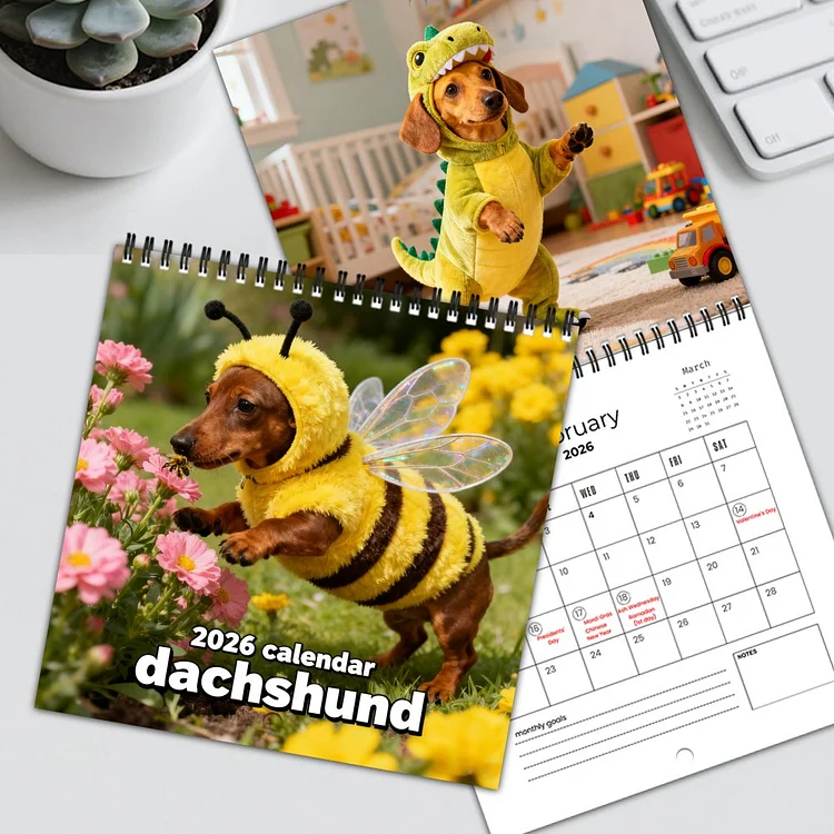 2026 Dachshund Wall Calendar &ndash; Cute Sausage Dog 12-Month Planner
