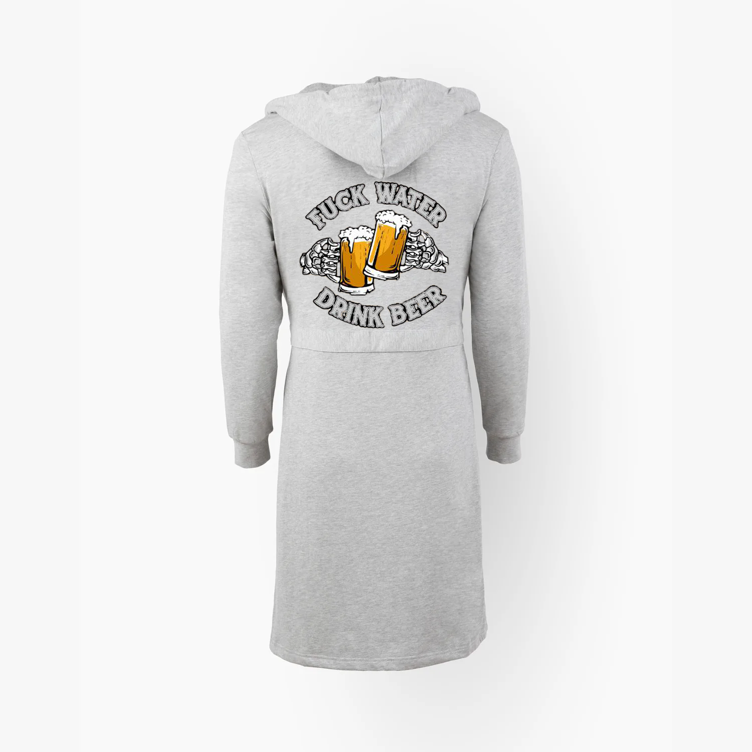FUCK WATER DRINK BEER Cheerful Time Graphic Print On Hooded Robe