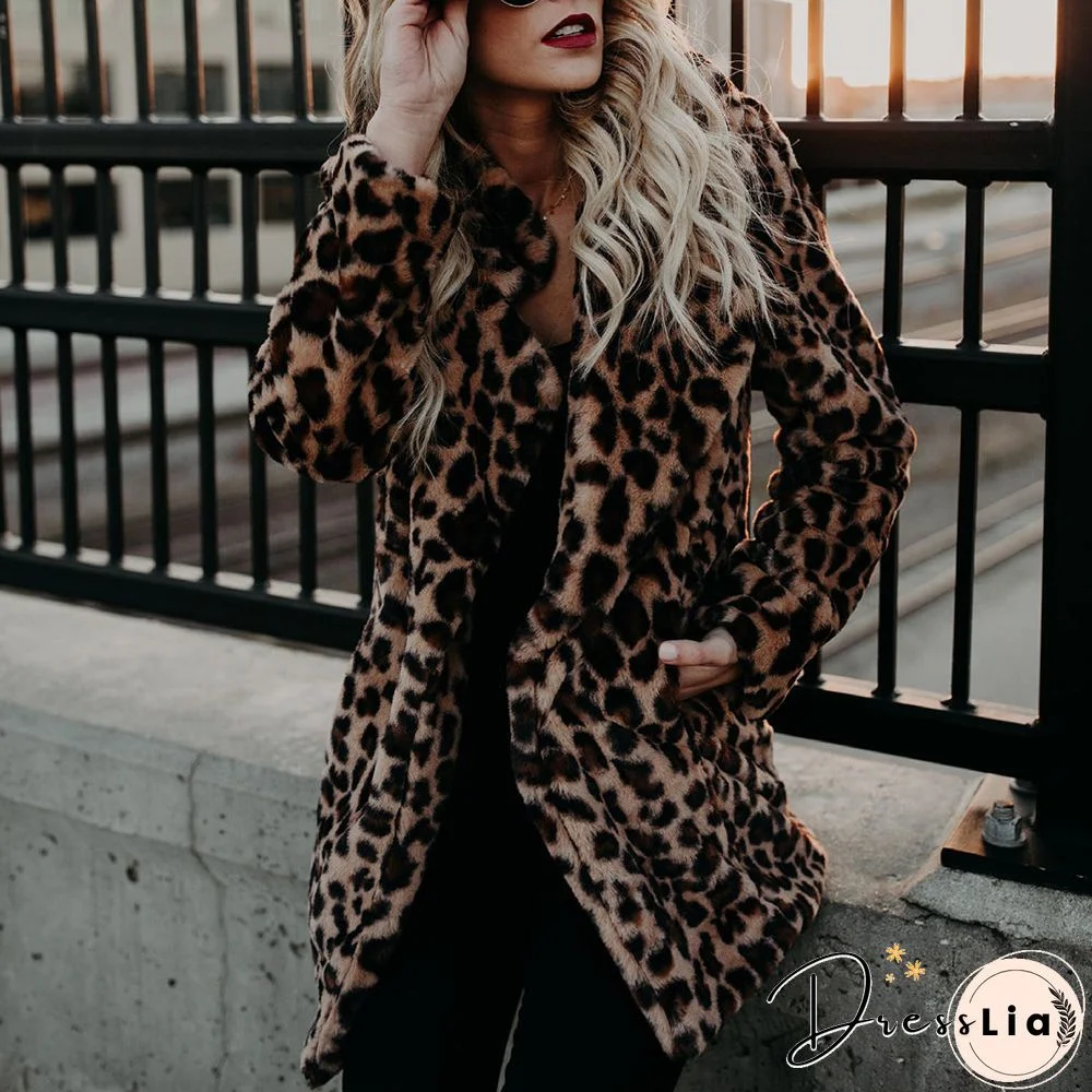 Vintage Leopard Print Faux Fur Trench Coat