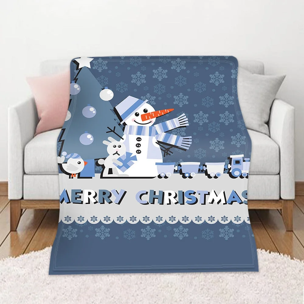 Christmas Blanket Winter Warm Decorative Sofa Living Room Rest Bed To Sleep Flannel Printed Pattern Home Blanket