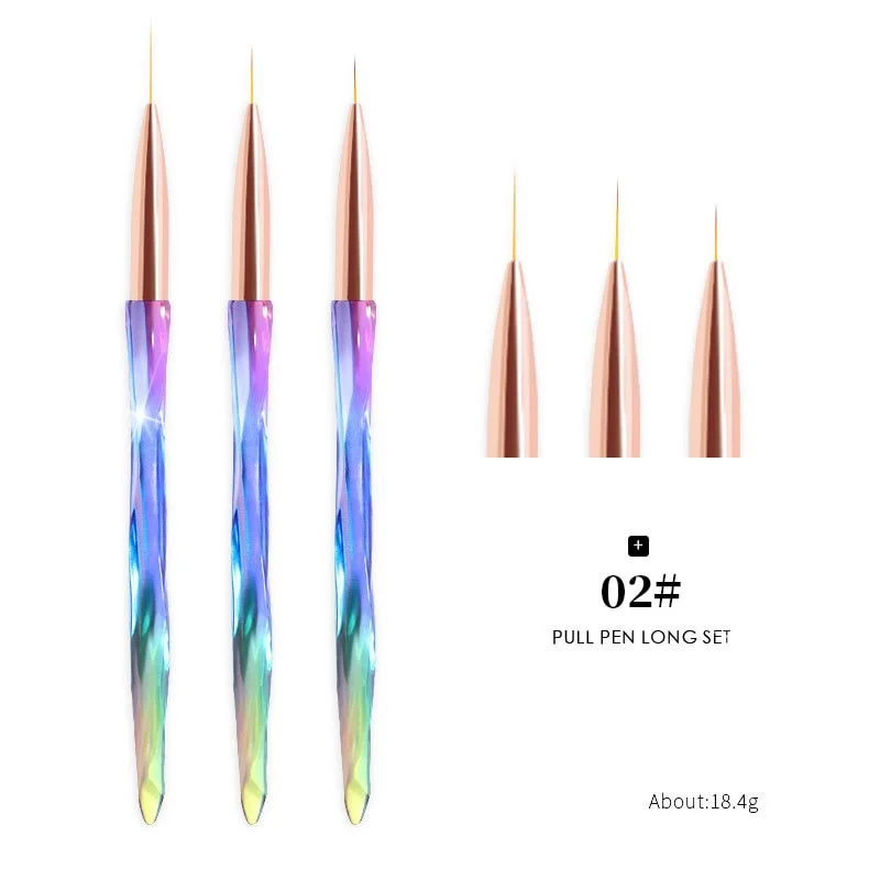 3pcs/Set Nail Brush Nail Art Acrylic Liquid Powder French Stripes Lines Liner Painting Design Brush Dotting Picking Pen Tool-Nail Inspo