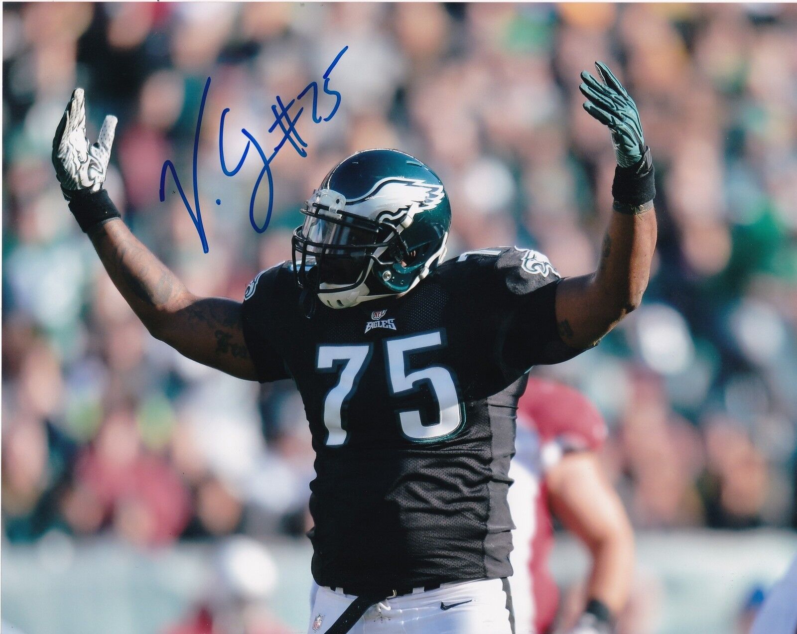 VINNY CURRY PHILADELPHIA EAGLES ACTION SIGNED 8x10