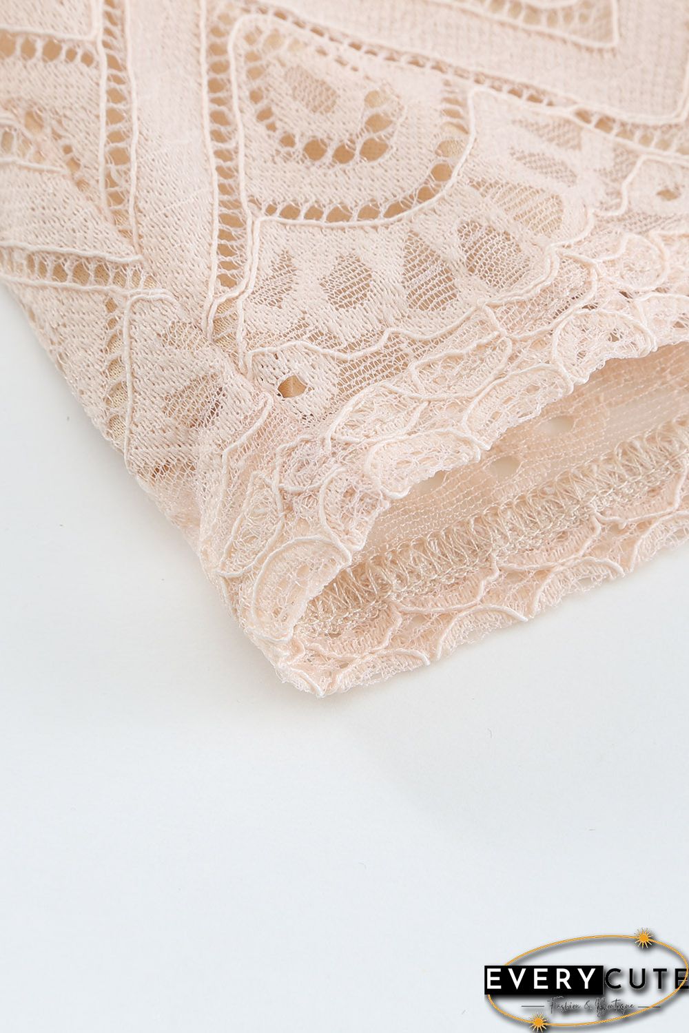 Lace Crochet Ruffle Hollow-out Long Sleeve Top