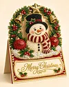 6pcs DIY Christmas Snowman Pearl Art Diamond Painting 3D Greeting Card
