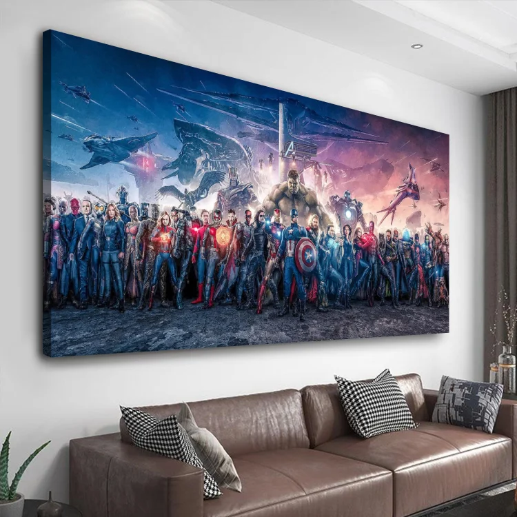The Marvel Characters Panorama Canvas Wall Art - Design Wall Art