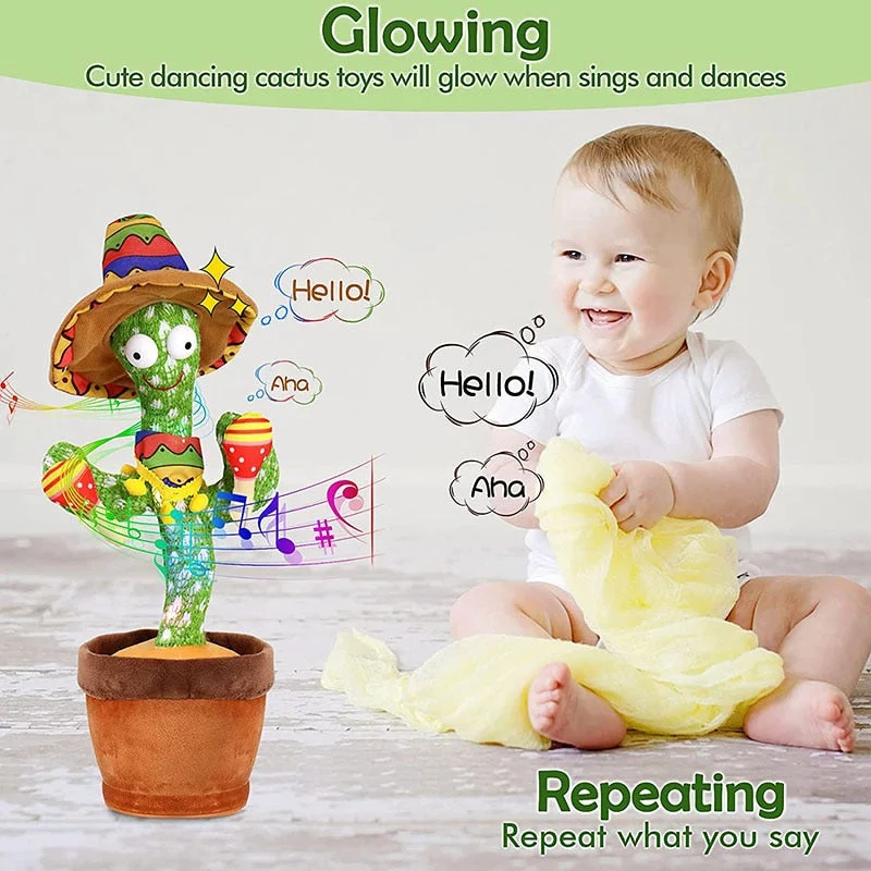 Voice Repeater Dancing Cactus With Sound In Spanish Captus Dancer For Babies Dancing Cactus Toys Speak Dance Russian Song
