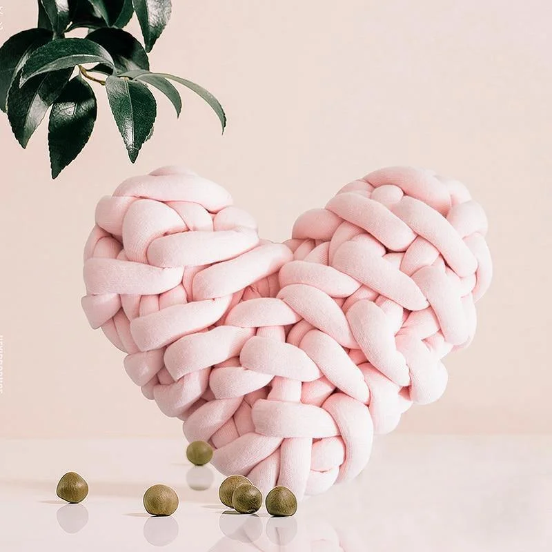 Valentine Heart Chunky Knit Throw Pillow Cushion