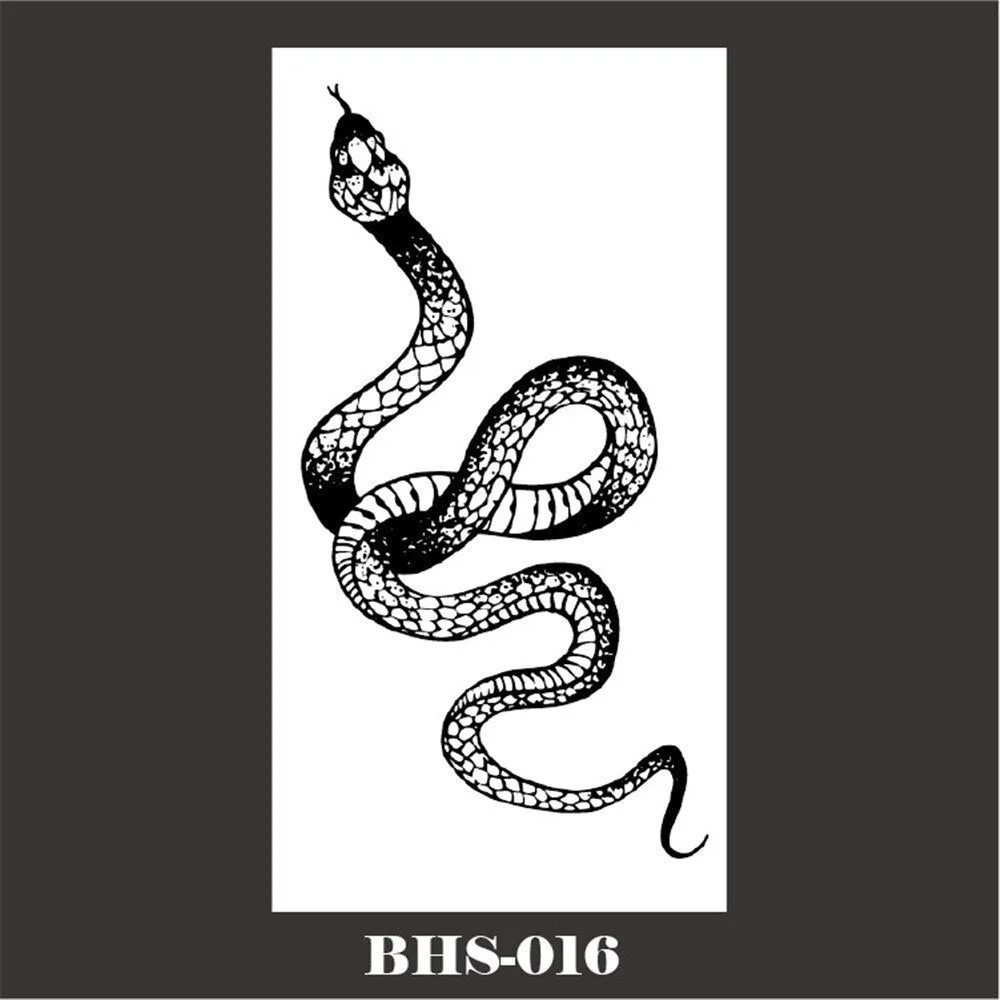 2022 New Snake Tattoo Stickers Dark Tide Cool Flower Snake Skull Tattoo Stickers For Body Art Arm Sleeves Snake Flowers