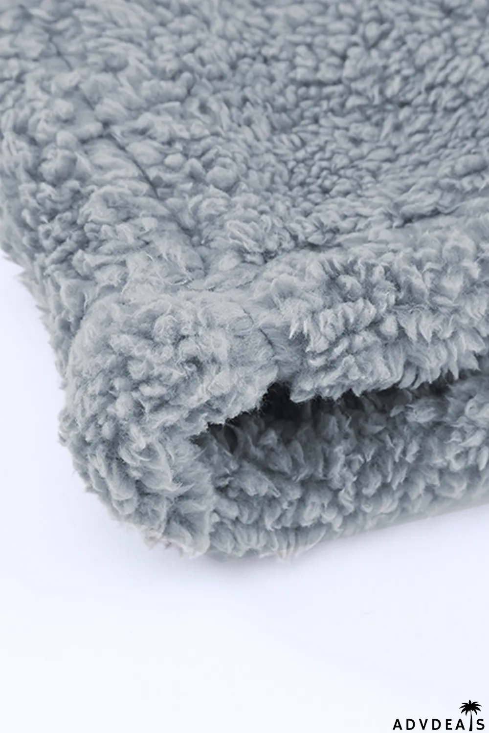 Gray 1/4 Zip Hooded Sherpa Sweatshirt with Kangaroo