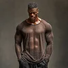 Men's Loose Casual Thin Sheer Raglan Long Sleeve T-Shirt Base Layer by Inlyline