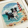 Border Collie Seaside Puppy-14CT Stamped Cross Stitch 30*30cm tapestrymarket