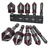 5pcs/Set Countersink Drill Bit Set 82 Degree Precision Countersink Bit 1/4in-3/4in Size 5 Flutes Design for Stainless Steel Metal & Wood