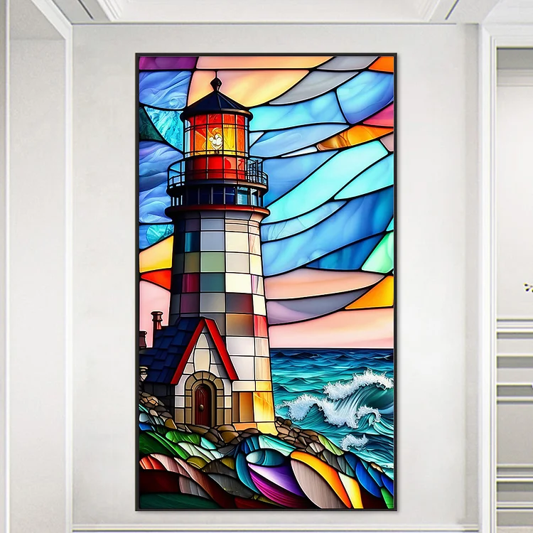 Stained Glass Lighthouse Diamond Painting Kits for Adults 5D Diamond Art  for