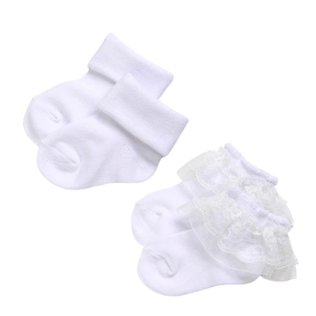 Sara and Sebastien Spanish Baby Ankle Socks With Lace or Plain 5 Pieces 