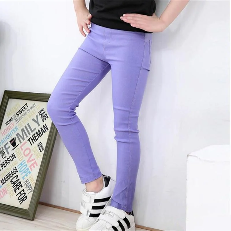 Spring Summer Girl Pants Candy Color Cotton Girl Leggings Children Kids Pants Slim Pencil Pants for Girl Age 3-10T