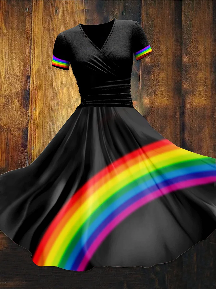 Women's  Rainbow Art Print  Maxi Dress