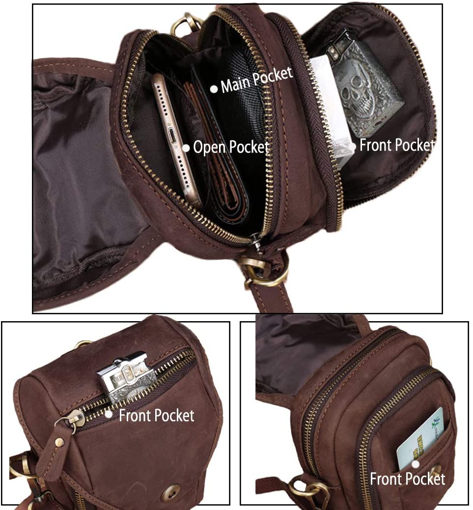 Leather Small Shoulder Bag Waist Belt Pouch Crossbody Bag Cell Phone Money Carrying Case Purse Wallet Bum Bag Fanny Pack for Men