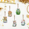 5Pcs DIY Diamond Painting Cat Keychain