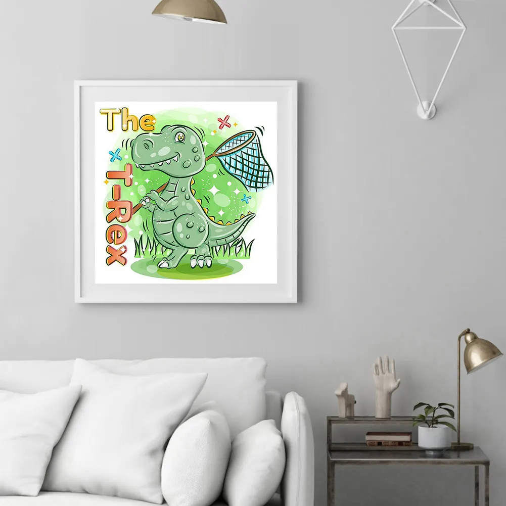 Full Round Diamond Painting 30*30cm - Cartoon Little Dinosaur