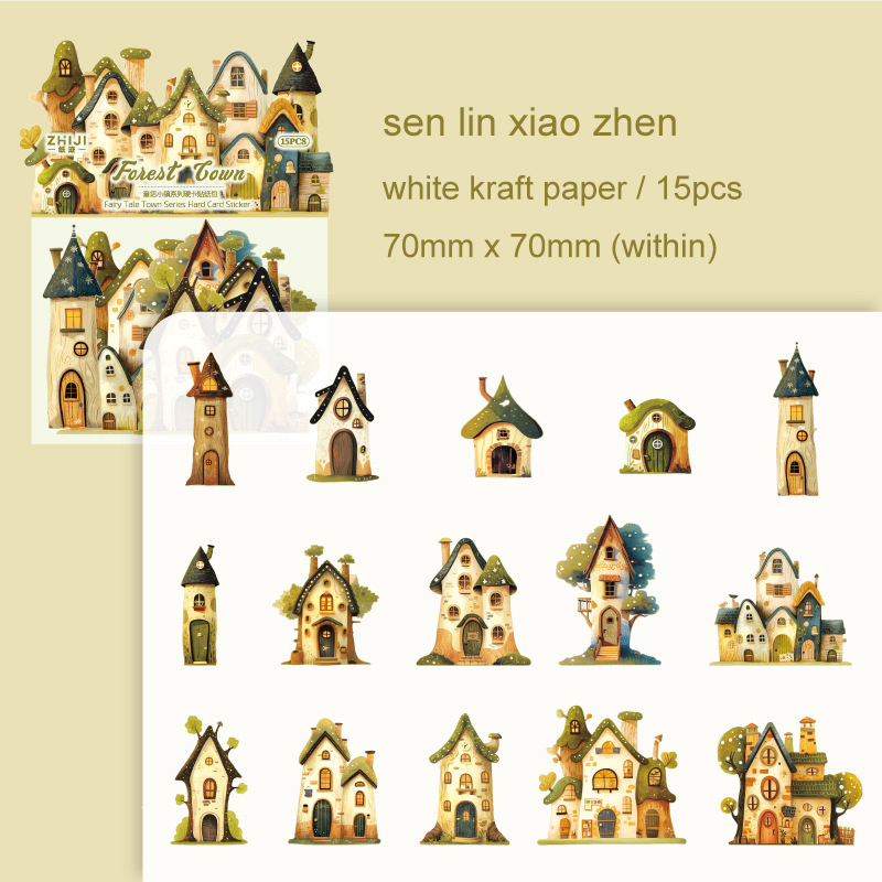 Sticker - Fairy Tale Town Series Vintage Cute House Castle Landscape 