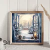 Snow Scene Outside The Window - 11CT Stamped Cross Stitch - 50*50cm