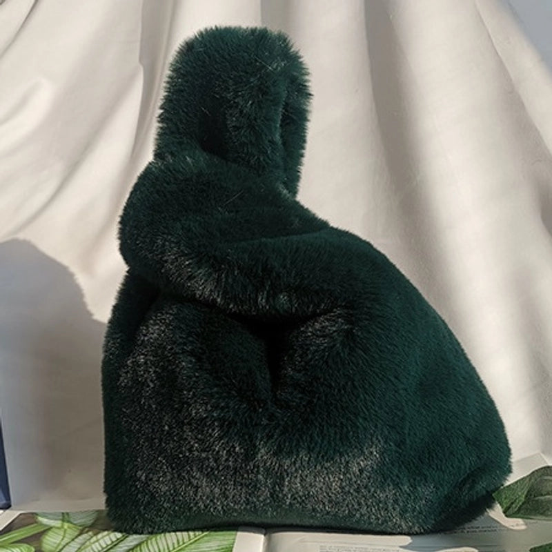 Furry Korean Style Autumn And Winter Imitation Rex Rabbit Fur Handbag Cute Plush Vest Bag For Women