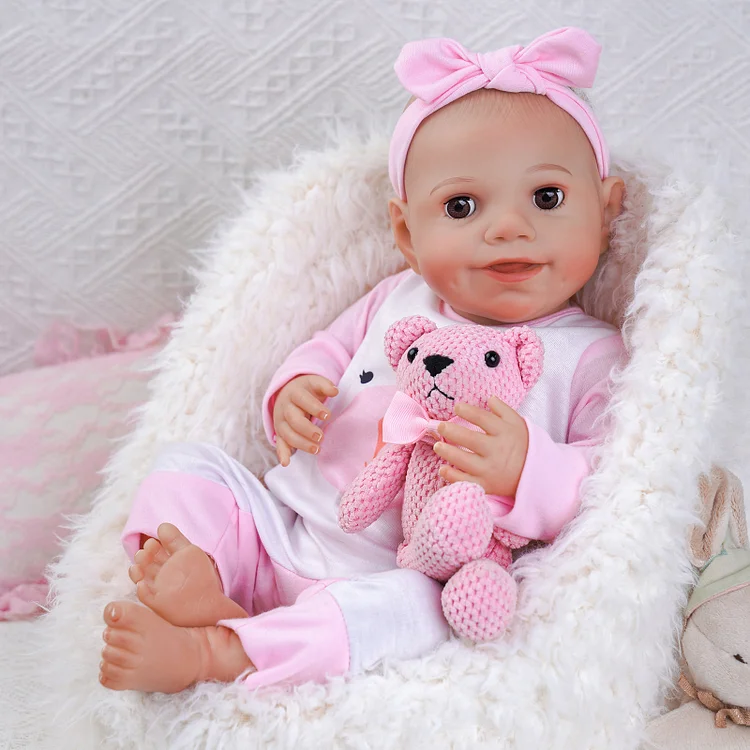 Babeside Olivia 20" Open & Close Eyes Realistic Reborn Baby Doll Lovely Girl Pink Bear