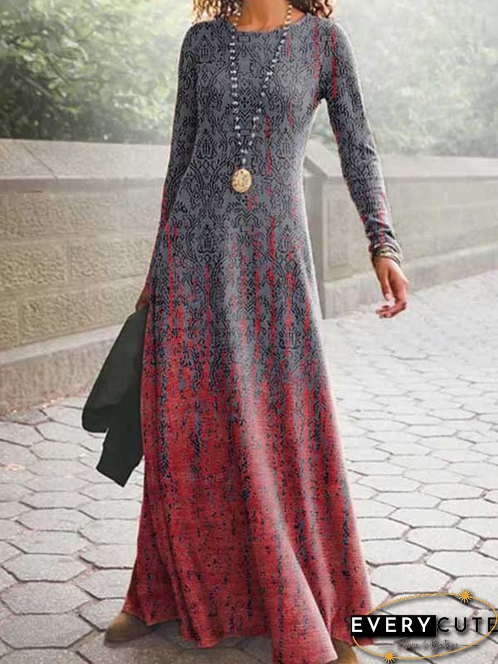 Abstract Casual Crew Neck Dresses