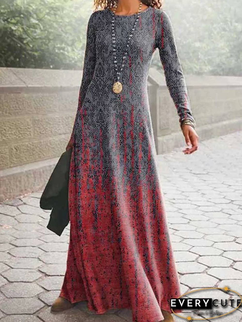 Abstract Casual Crew Neck Dresses