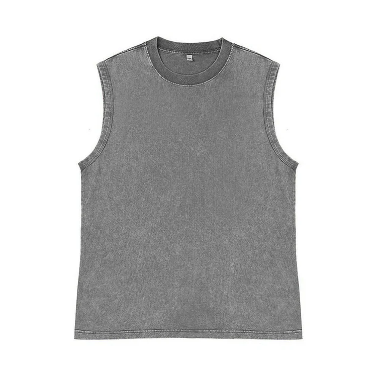 Unisex Essential Vintage Acid Wash Sleeveless Cotton Tank Top SOPULA