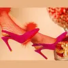 Women's 90mm Middle Heels Pointy Toe Red Bottom Slingback Pumps Suede