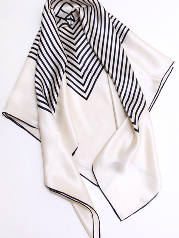 19 Momme Simple Style New Silk Scarves Stripe