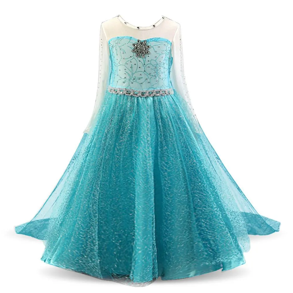Dresses For Girls Princess Queen Cosplay Kids Costume Snowflake Henderson Party Dress Vestidos Children Girls Clothing